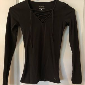 Lace up tight black shirt